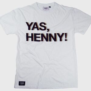 QUEER‎ EYE YAS Henny T-Shirt White Adult Size Medium Unisex Casual Tee NWT